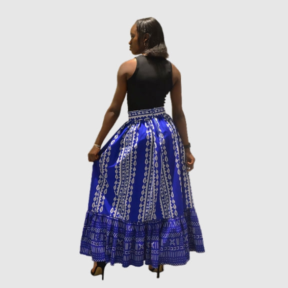 Jupe "Afro-bohème" Bleue - Fabriquée en Côte d'Ivoire - Sawaxx
